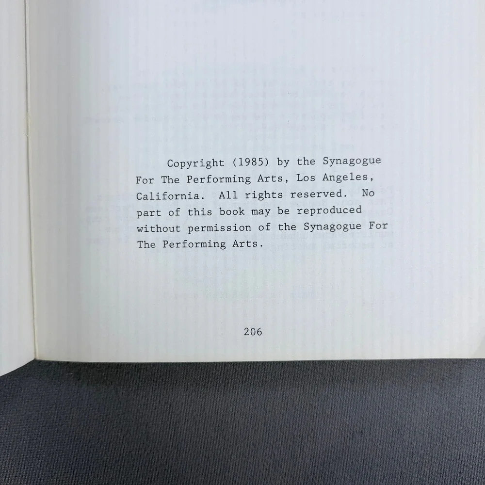 Synagogue Performing Arts Sabbath  Festivals Prayerbook Softcover 1970s Judaica